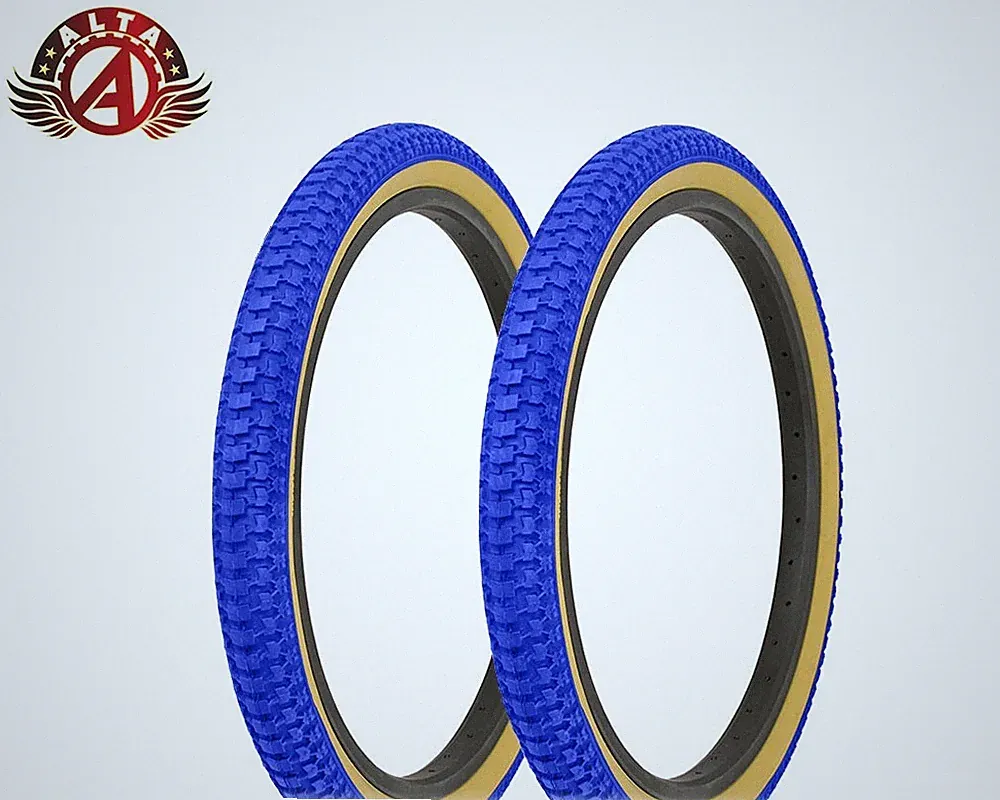 2 ALTA Bicycle Tires 20" x2.125 Blue/Gum SNAKE SKIN TEXTURED Tread BMX Freestyle