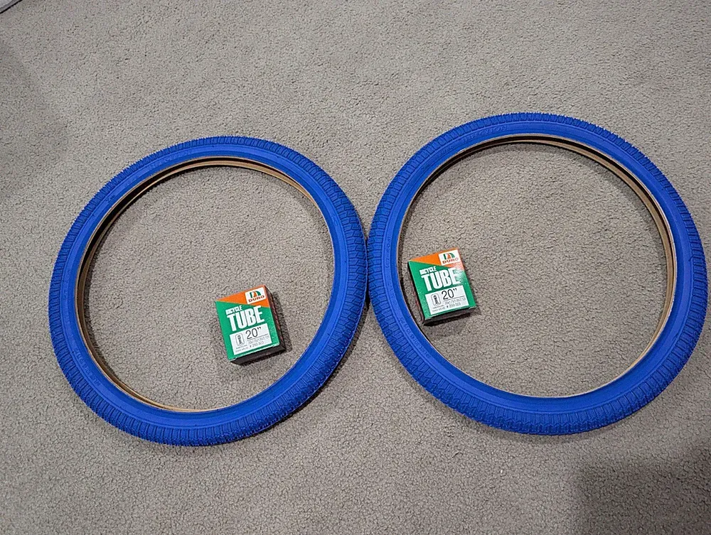2 DURO BLUE BMX BICYCLE TIRES 20X1.75 (47-406) & TUBES