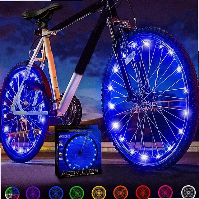 2-Tire Blue LED Bike Wheel Lights, 100% Brighter and Visible from All Angles