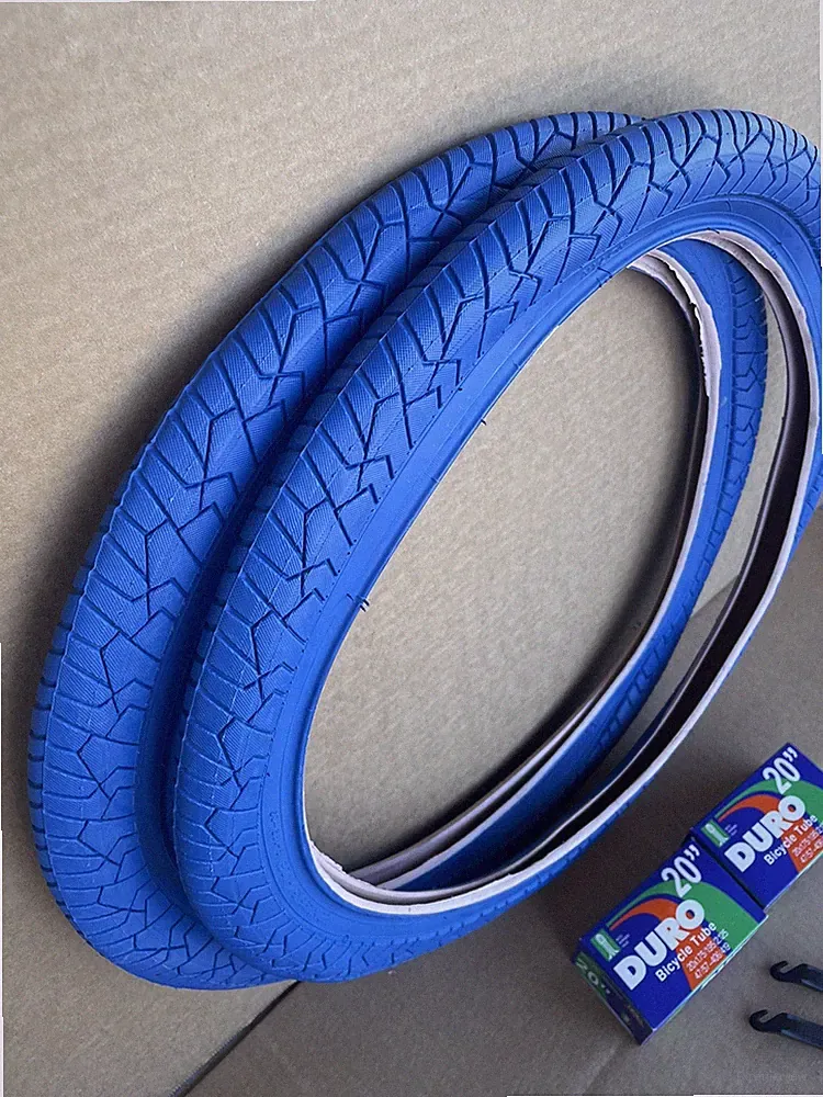 20 x 1.95 Bicycle Tires + Tubes Bundle All Blue Tire Street Smooth BMX Bike DELI