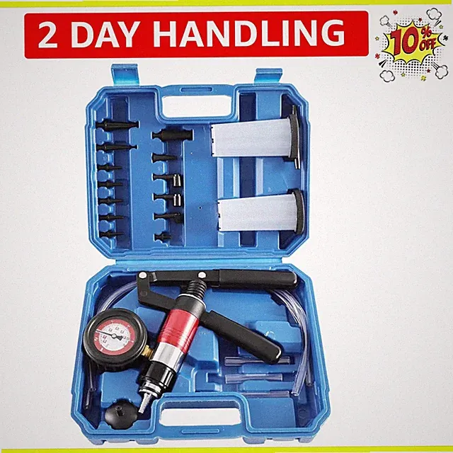 23PCS Handheld Vacuum Pump Tester Brake System Bleeding Tools with Adapters a...