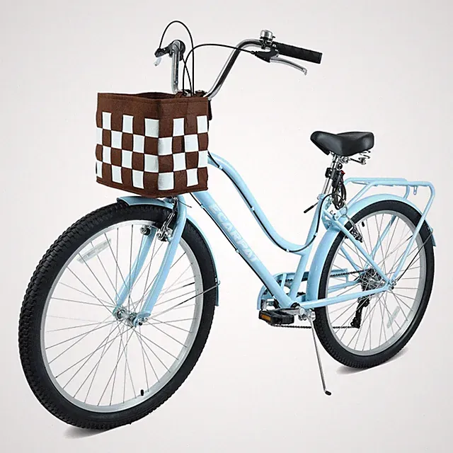 26" 7-Speed City Commuter Bike w/Lock & Detachable Basket Lightweight Bicycle