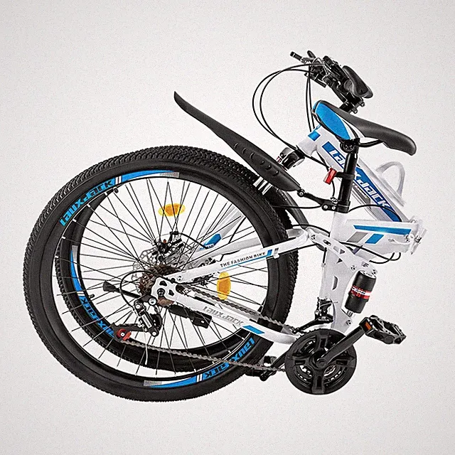 26" Folding Mountain Bike with 21 Speeds and Dual Disc Brakes