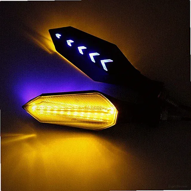 2PCS Universal Motorcycle Blue Amber Turn Bike Signal Indicators Blinker Lights