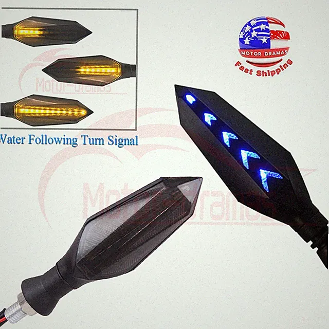 2x Bike Motorcycle LED Following Turn Signal Blinker Driving Brake Light Lamp US