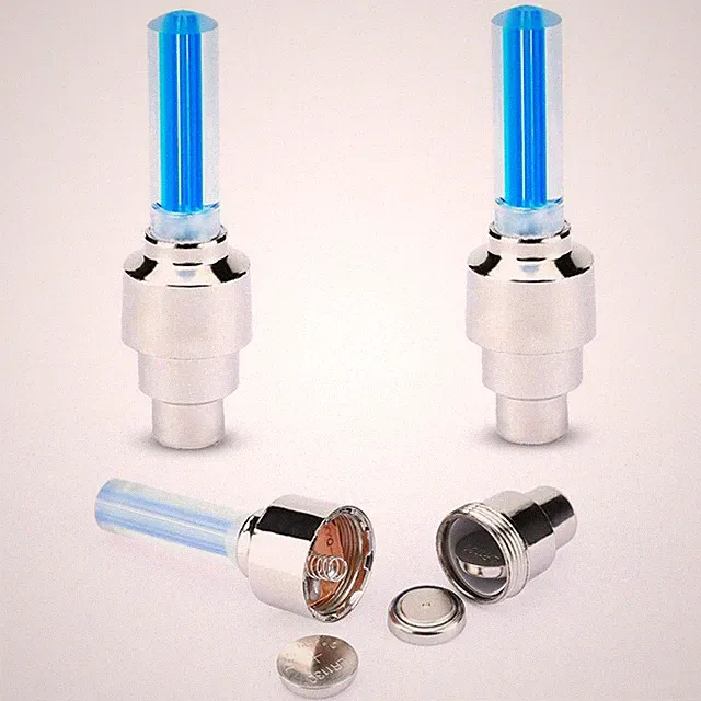 2x Glowing Tire Valve Stem Cap Screw-On Covers LED Light Bike Bicycle Universal