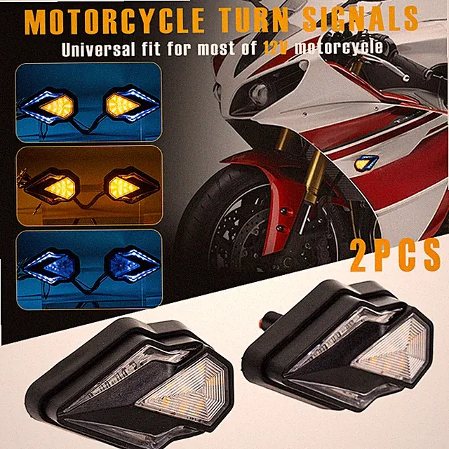 2x Motorcycle Bike Amber Blue LED Turn Signal Indicator Blinker Light Universal