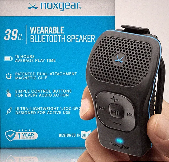 39g Wearable Bluetooth Speaker, Magnetic Mini Clip-On, Waterproof Up to 15 Hours