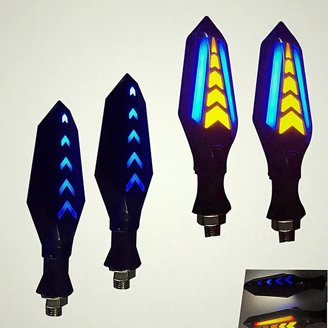 4 PCS Motorcycle Turn Signals, Double Color LED Flowing Blinker, Arrow Shape...