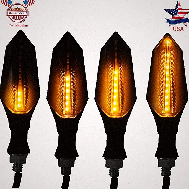 4Pcs Universal Motorcycle Bike LED Turn Signals Indicator Light Amber Blinker US