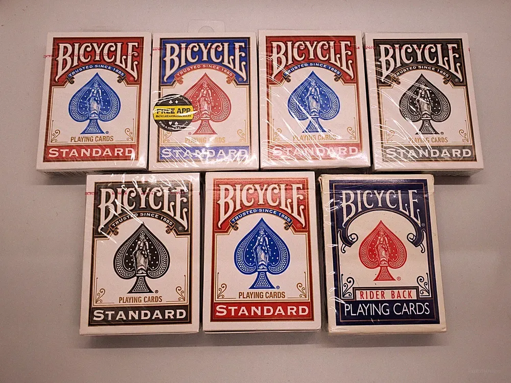 5 New Decks of Bicycle Playing Cards Standard Face Red Blue Black *2 Open Packs*