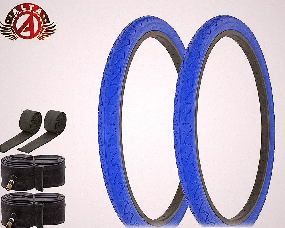 ALTA BICYCLE CRUISER DURABLE TIRE 26 x 1.95 BLUE CITY CAVALIER SLICK 6pc SET.