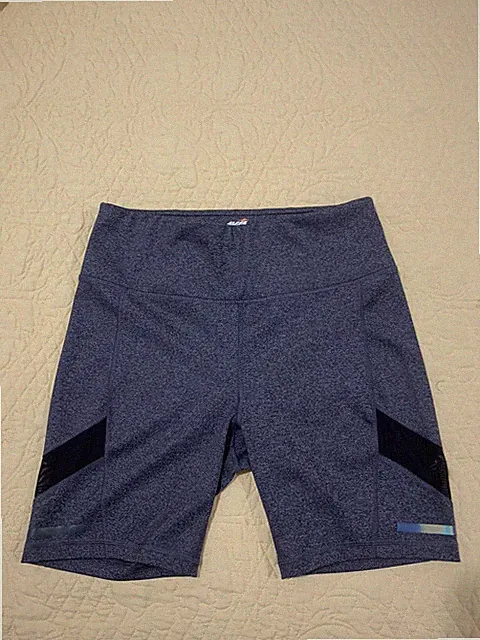 Avia Bike Shorts 7in Inseam Heather Gray, Medium, Sheer Panel On Side RN#52469