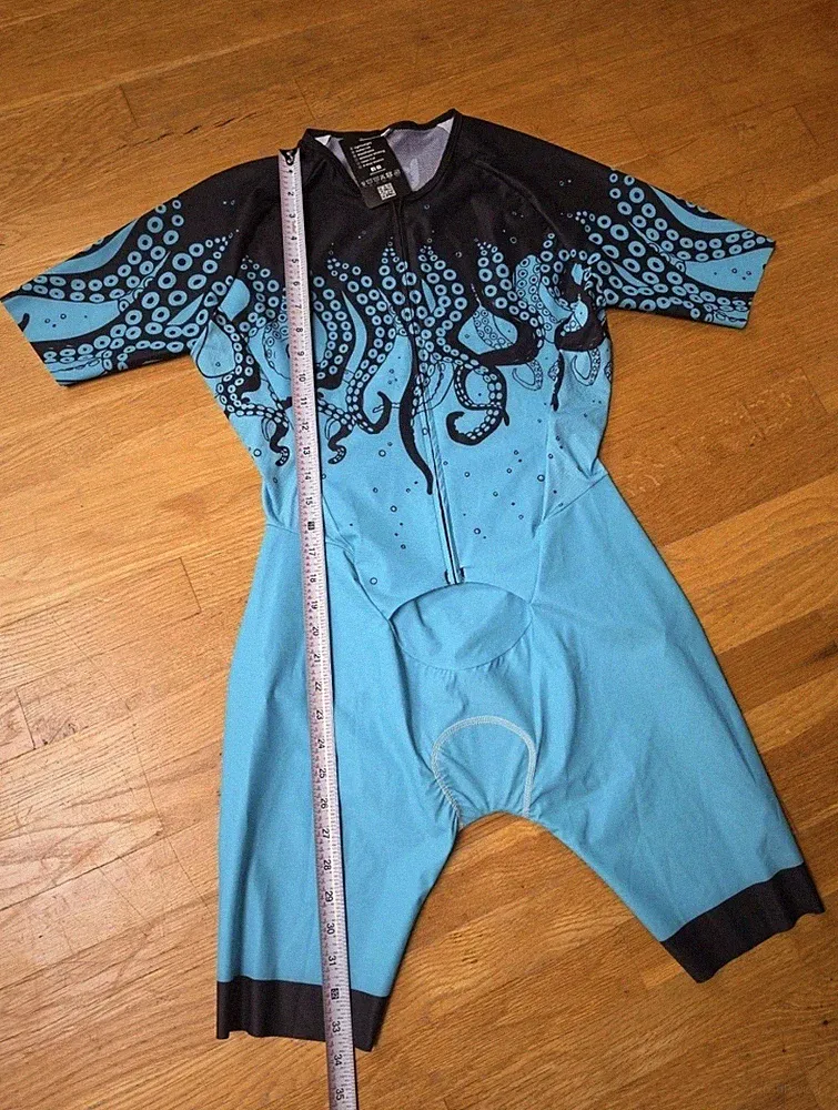 Bicycle Booth Tri-Suit Men Large Blue V1 Cycling Triathlon Black Octopus 1 Piece