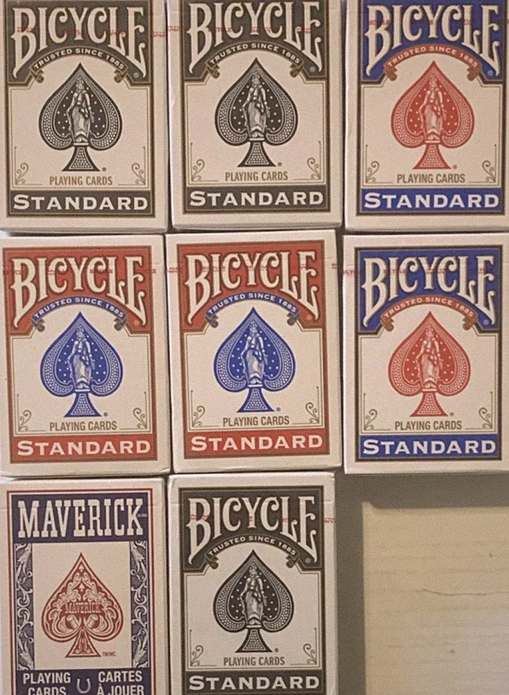 Bicycle Maverick Standard Playing Card Decks Lot of 8 Red Blue Black Poker