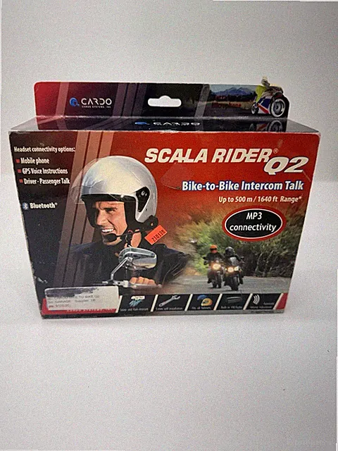 Cardo Scala Rider Q2 Bluetooth Bike-To-Bike Intercom Motorcycle Headset *READ*