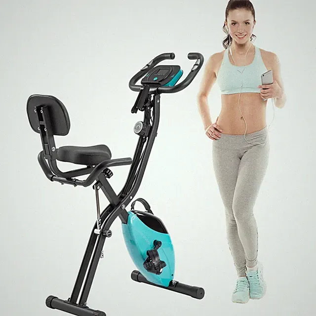 Folding Exercise Bike, Fitness Upright and Recumbent X-Bike with 16-Level