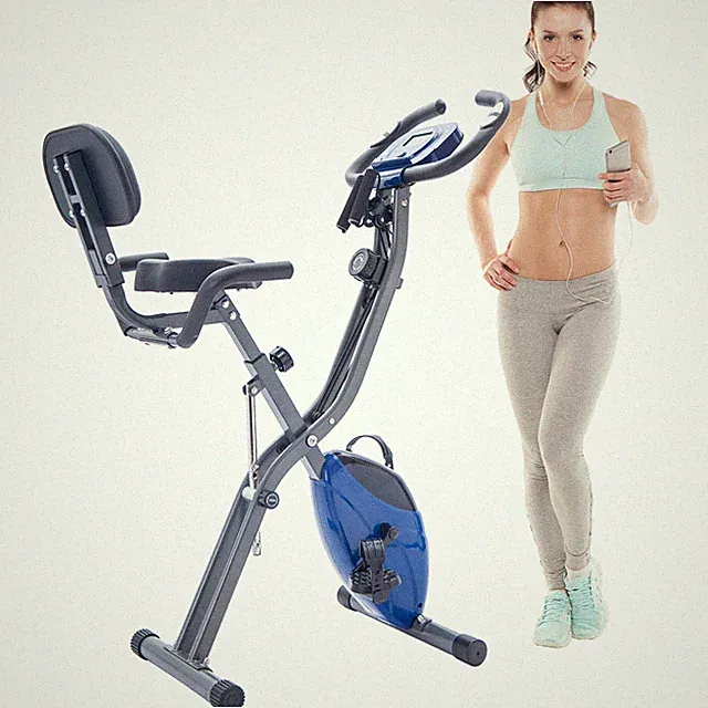 Folding Exercise Bike Fitness Upright & Recumbent X-Bike w/ 10-Level Resistance