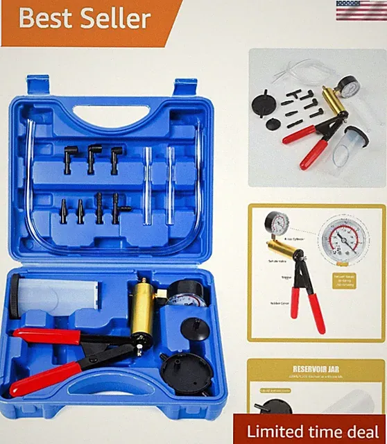 Handheld Brake Fluid Bleeding Set with Gauge - Essential for Car & Bike Service