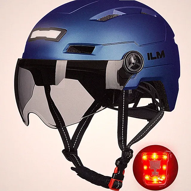 ILM Bike Cycling Helmet with USB Rechargeable LED Front and Back Light Men Women