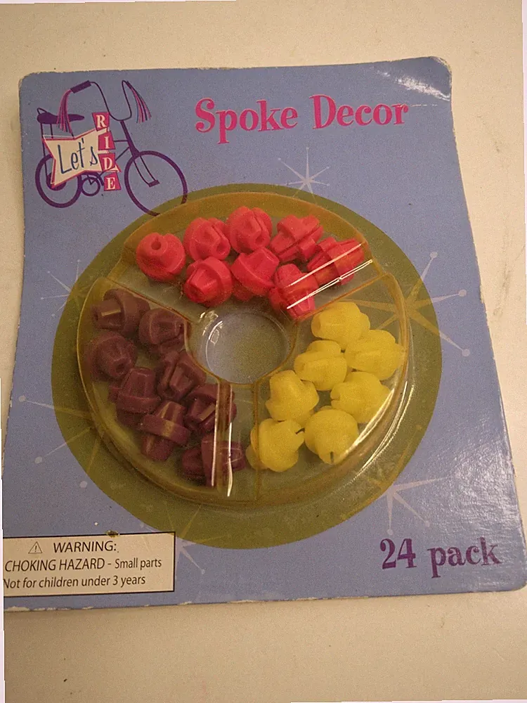 Let’s Ride Bike Spoke Decor Accessory Bicycle Bling Bead Red White Blue 24pk NEW
