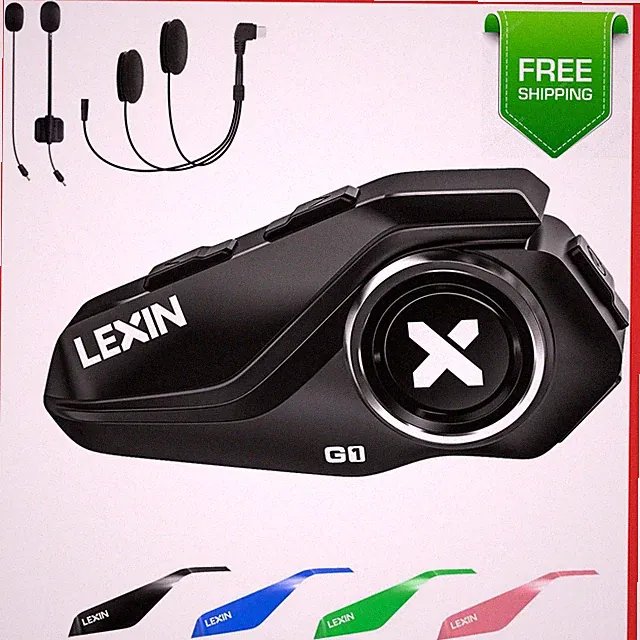 LEXIN G1 Motorcycle Bluetooth Headset, Helmet Speakers with 2 Type ... Fast Ship