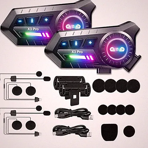 Motorcycle Bluetooth Headset with Microphone,Wireless Helmet 2 Intercom set