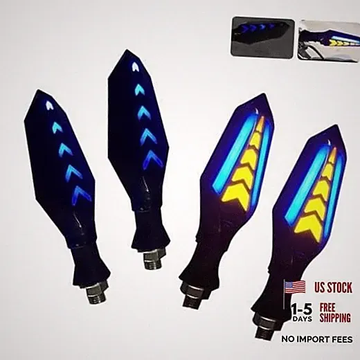 Motorcycle Turn Signal Lights - Arrow-shaped Dual Sided Flowing - 4 PCS - Blue