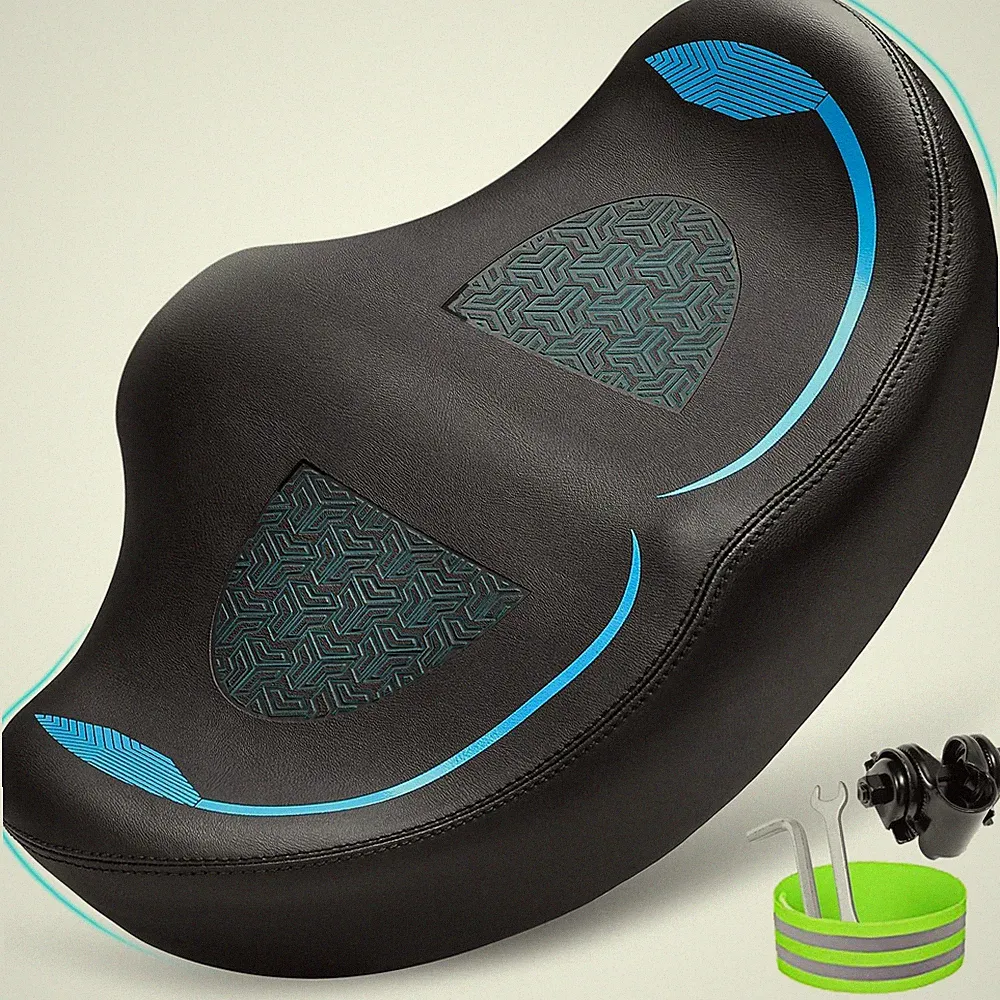Noseless Oversized Bike Seat for Men Women Comfort, Extra X-Large, Blue