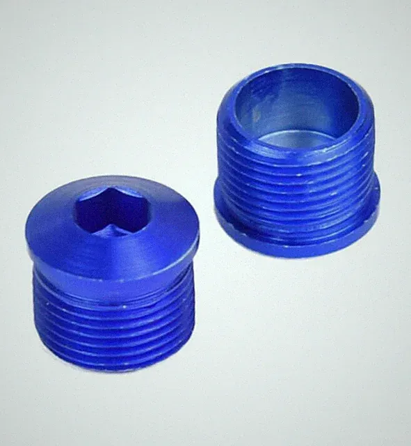 PAIR Aluminum MTB Road Bike Bicycle Pedal End Caps Bolts Nuts Screws BLUE