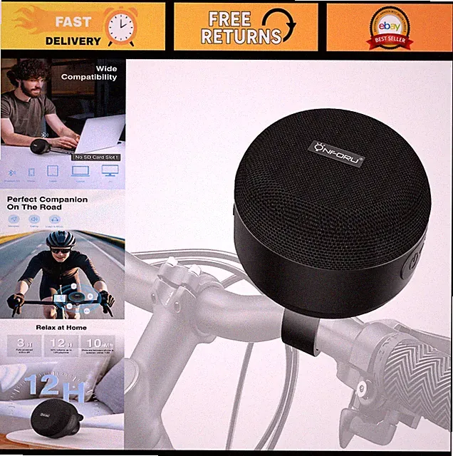 Portable Waterproof Bluetooth Bike Speaker with Handlebar Mount, 5W Loud Sound
