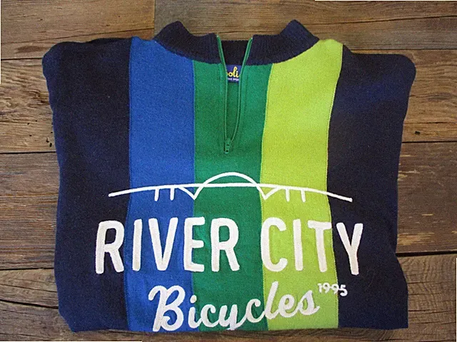 River City Bicycles retro-style long-sleeve jersey size M, Merino wool, L'Eroica