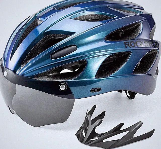 ROCKBROS Bike Helmet with Detachable Magnetic Goggles & Sun Visor Lightweight