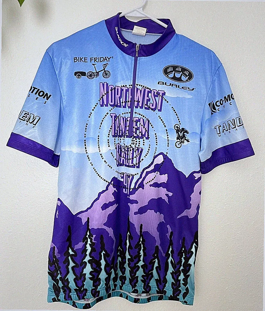 SUGOi Cycling Jersey Adult Large Blue Purple 1/4 Zip Bicycle Northwest Tandem