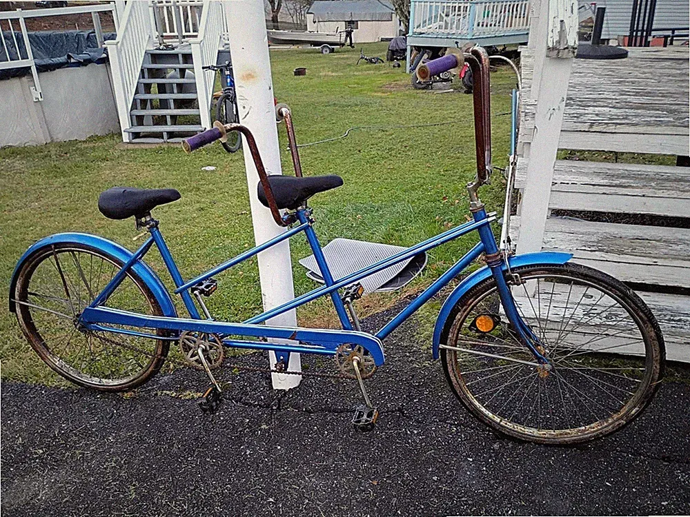 Vintage 1960s Sears Tandem Bicycle for Two Seater blue Bike