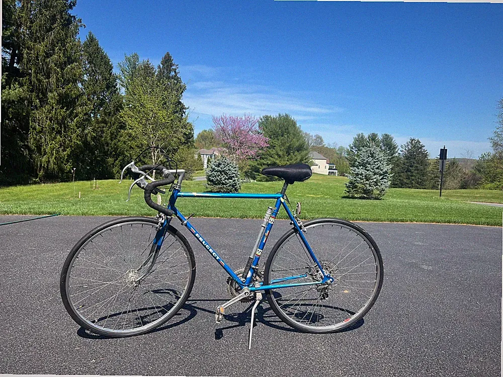 Vintage Peugeot UO10 23" blue touring bicycle, purchased new 1978