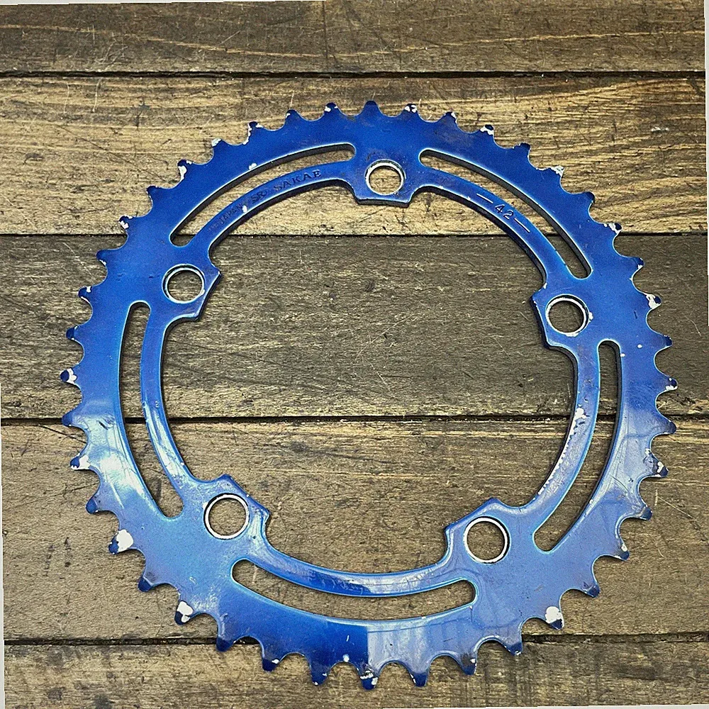 Vintage SR Sakae 42t BMX Chainring Blue 42 Tooth 118 BCD Japan Bike Apex