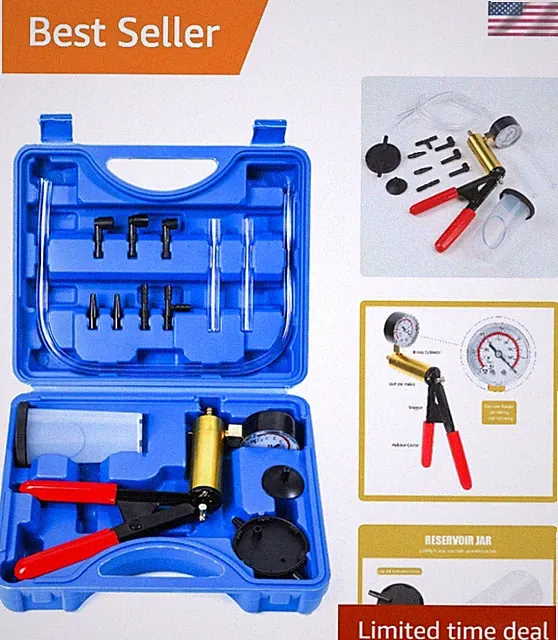 with Hand with Gauge Adapters Automotive Brake Fluid Bleeding Set for Bike Ca...
