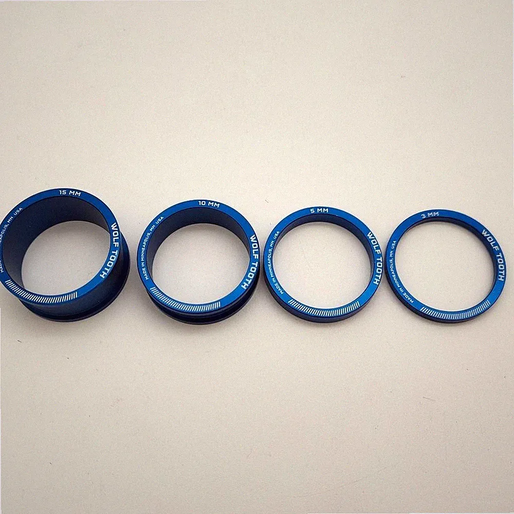 Wolf Tooth Bicycle Headset Spacer Kit 3, 5,10, 15mm Blue OPEN PACKAGE
