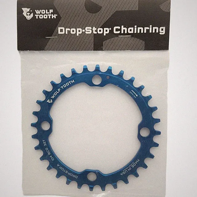 Wolf Tooth Components 32T x 104 BCD Drop-Stop Bicycle Chainring - Blue